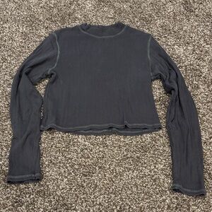 American Eagle Outfitters Black Long Sleeve Crop Top